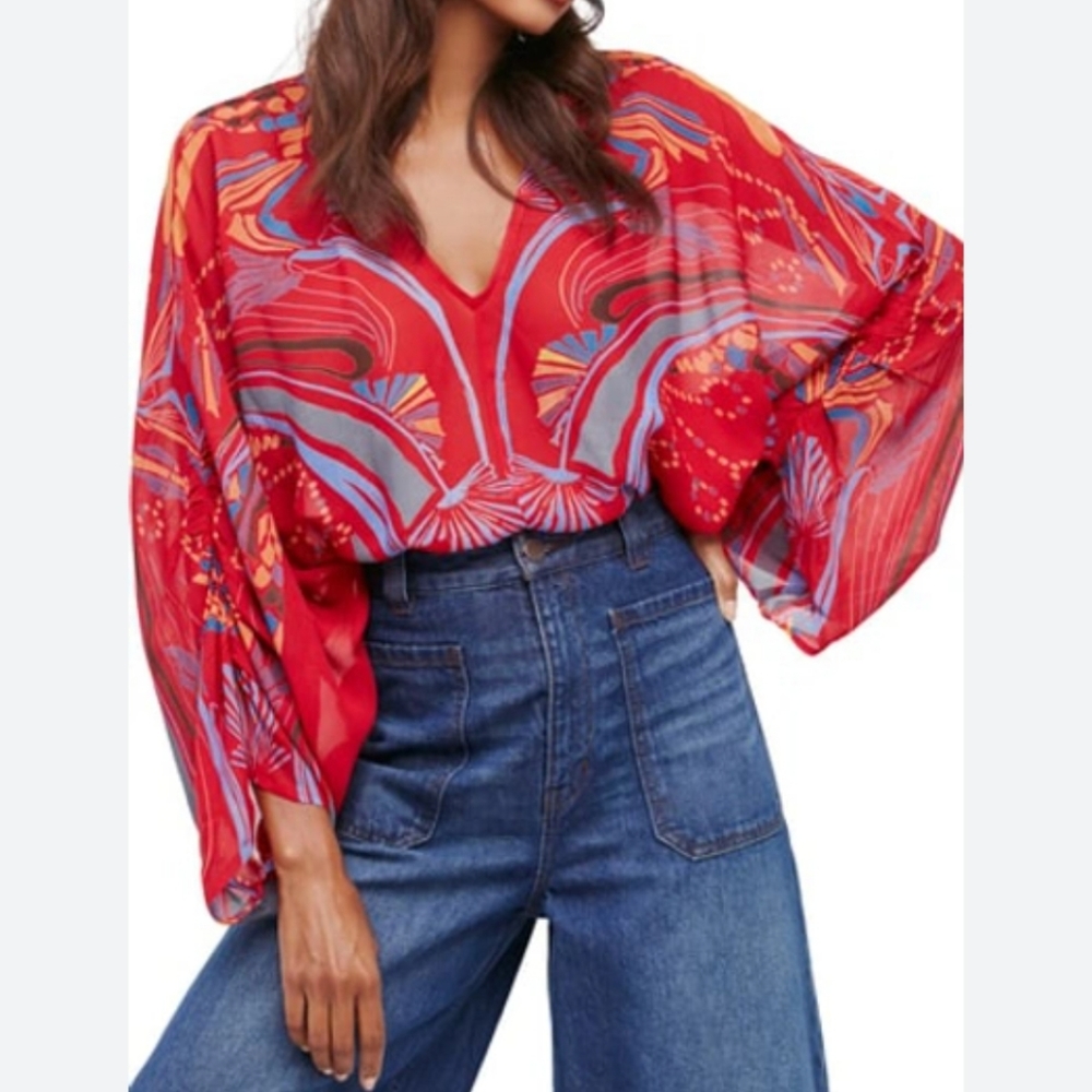 Free People Beneath the Sea Butterfly Crop Top - Picture 1 of 6